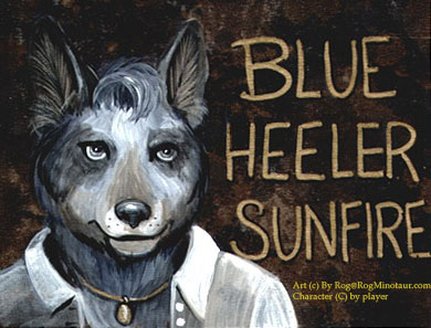 All dressed up and ready to go to SNCFUR group tonight eh Blue Heeler Sunfire.