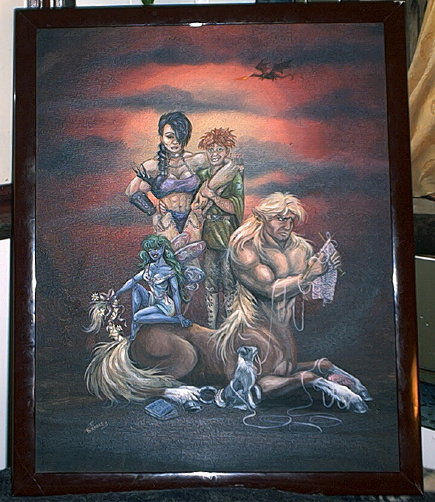 A painting that proves that centaur can knit clothing...